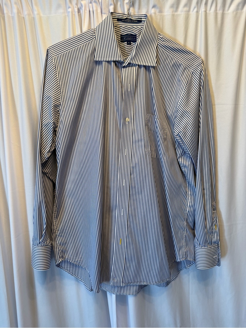 J McLaughlin Blue & White Stripe Dress Shirt